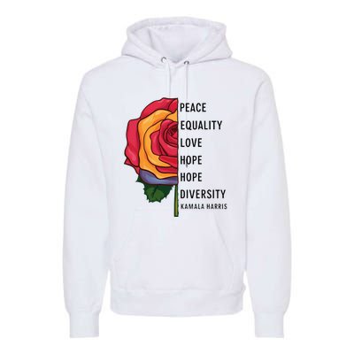 Kamala Harris Peace Love Equality Hope Diversity Premium Hoodie