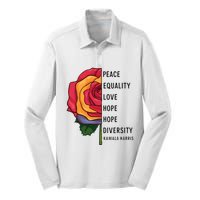 Kamala Harris Peace Love Equality Hope Diversity Silk Touch Performance Long Sleeve Polo