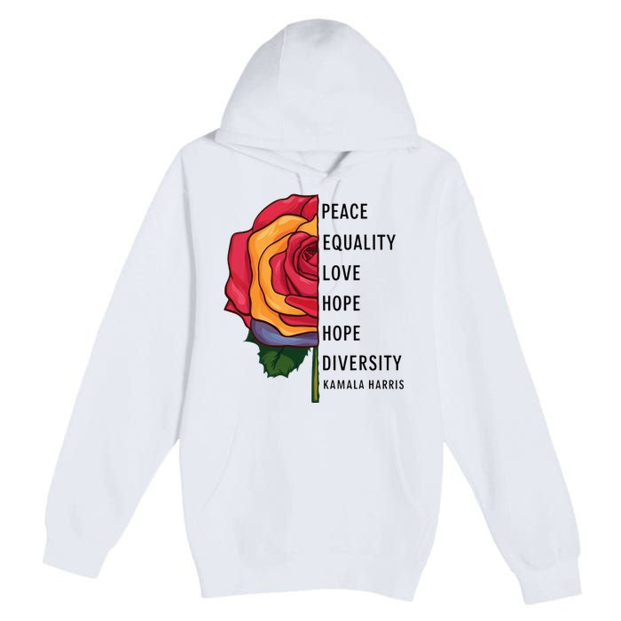 Kamala Harris Peace Love Equality Hope Diversity Premium Pullover Hoodie