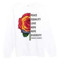 Kamala Harris Peace Love Equality Hope Diversity Premium Crewneck Sweatshirt