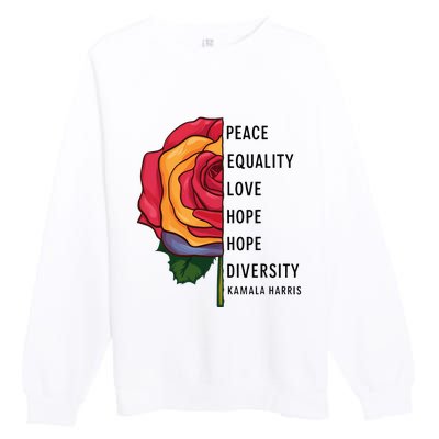 Kamala Harris Peace Love Equality Hope Diversity Premium Crewneck Sweatshirt