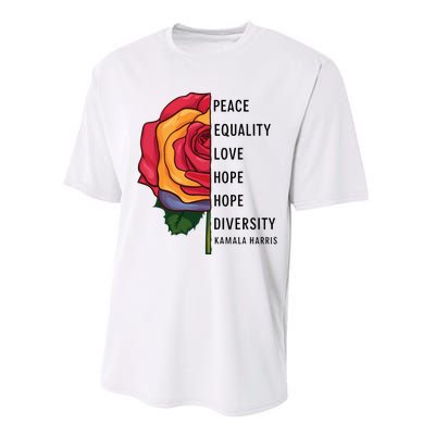 Kamala Harris Peace Love Equality Hope Diversity Performance Sprint T-Shirt