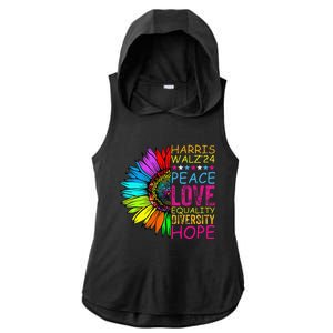 Kamala Harris Peace Love Equality Hope Diversity Ladies PosiCharge Tri-Blend Wicking Draft Hoodie Tank