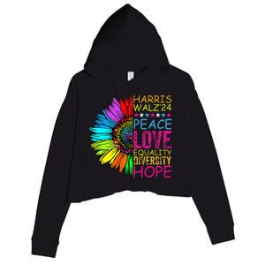 Kamala Harris Peace Love Equality Hope Diversity Crop Fleece Hoodie