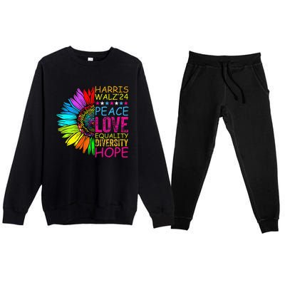 Kamala Harris Peace Love Equality Hope Diversity Premium Crewneck Sweatsuit Set