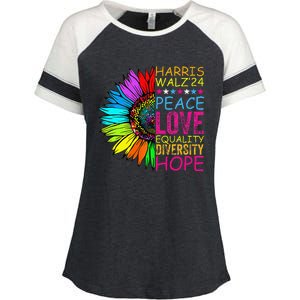 Kamala Harris Peace Love Equality Hope Diversity Enza Ladies Jersey Colorblock Tee