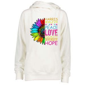 Kamala Harris Peace Love Equality Hope Diversity Womens Funnel Neck Pullover Hood