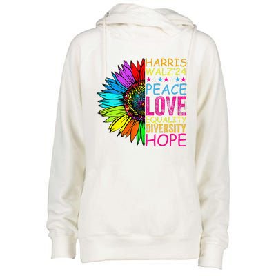 Kamala Harris Peace Love Equality Hope Diversity Womens Funnel Neck Pullover Hood