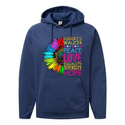 Kamala Harris Peace Love Equality Hope Diversity Performance Fleece Hoodie