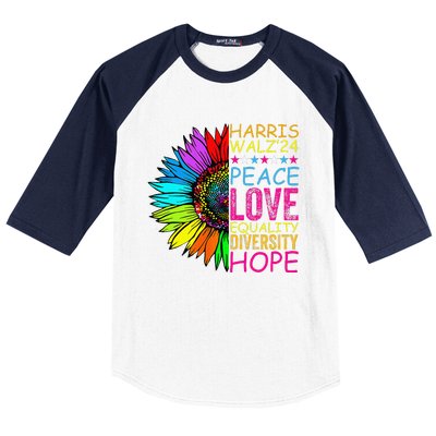 Kamala Harris Peace Love Equality Hope Diversity Baseball Sleeve Shirt