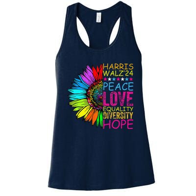 Kamala Harris Peace Love Equality Hope Diversity Women's Racerback Tank