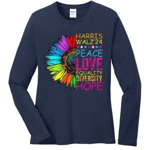 Kamala Harris Peace Love Equality Hope Diversity Ladies Long Sleeve Shirt