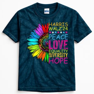 Kamala Harris Peace Love Equality Hope Diversity Kids Tie-Dye T-Shirt