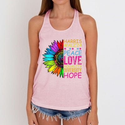 Kamala Harris Peace Love Equality Hope Diversity Women's Knotted Racerback Tank