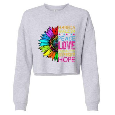 Kamala Harris Peace Love Equality Hope Diversity Cropped Pullover Crew