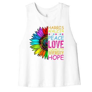 Kamala Harris Peace Love Equality Hope Diversity Women's Racerback Cropped Tank