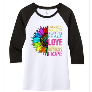 Kamala Harris Peace Love Equality Hope Diversity Women's Tri-Blend 3/4-Sleeve Raglan Shirt