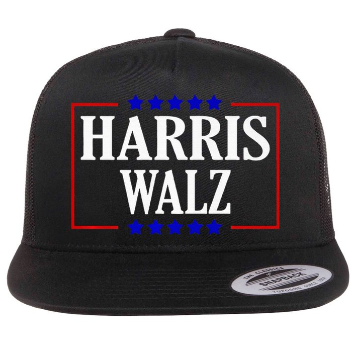 Kamala Harris President Tim Walz Waltz Vp Harris Walz 2024 Premium Flat Bill Trucker Hat