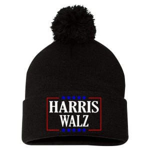 Kamala Harris President Tim Walz Waltz Vp Harris Walz 2024 Premium Pom Pom 12in Knit Beanie