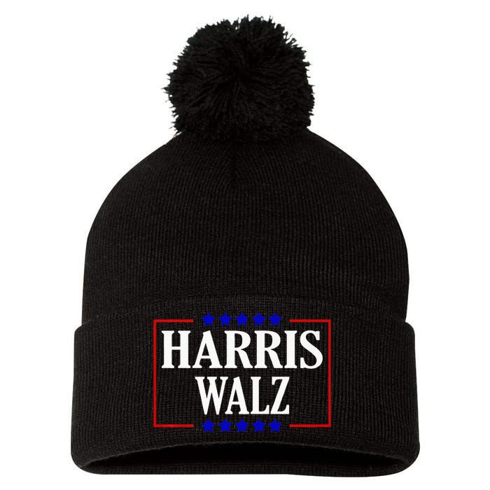 Kamala Harris President Tim Walz Waltz Vp Harris Walz 2024 Premium Pom Pom 12in Knit Beanie