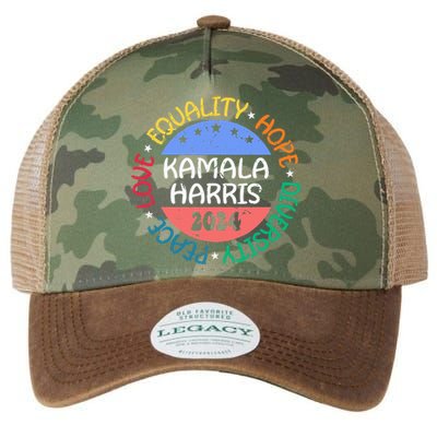 Kamala Harris Peace Love Equality Hope Diversity Legacy Tie Dye Trucker Hat