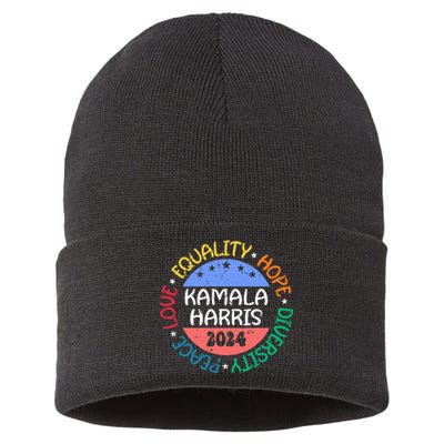 Kamala Harris Peace Love Equality Hope Diversity Sustainable Knit Beanie