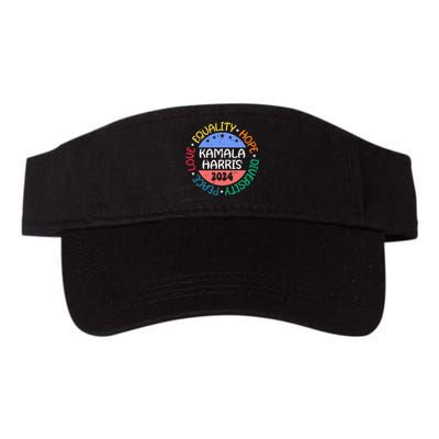 Kamala Harris Peace Love Equality Hope Diversity Valucap Bio-Washed Visor