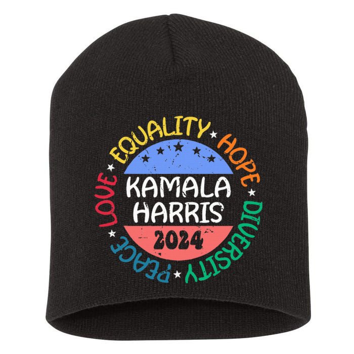 Kamala Harris Peace Love Equality Hope Diversity Short Acrylic Beanie