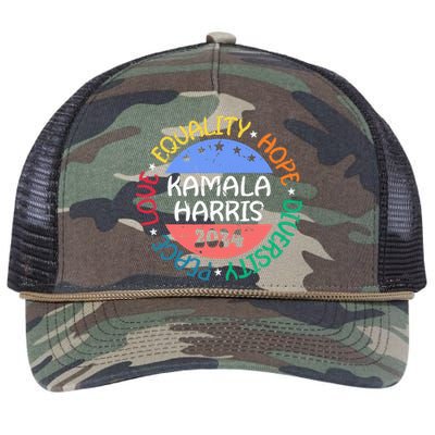 Kamala Harris Peace Love Equality Hope Diversity Retro Rope Trucker Hat Cap