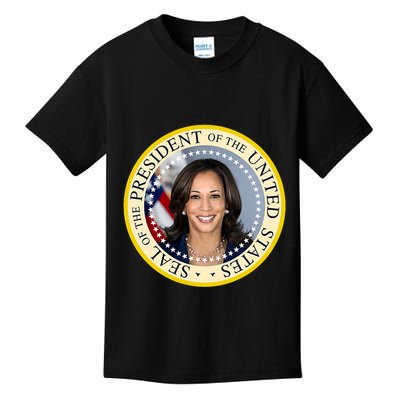 Kamala Harris Presidential Seal Portrait Kids T-Shirt