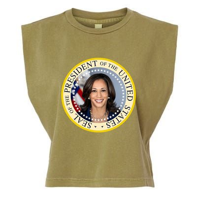 Kamala Harris Presidential Seal Portrait Garment-Dyed Women's Muscle Tee