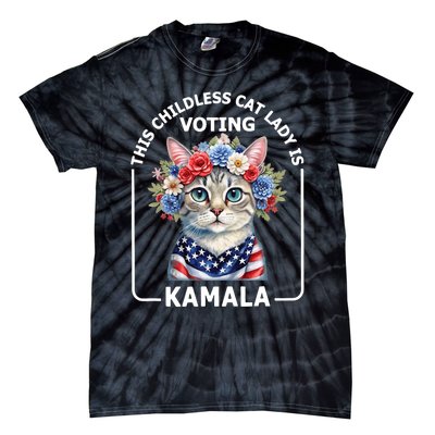 Kamala Harris Presiden 2024 Childless Cat Lady Madam Tie-Dye T-Shirt