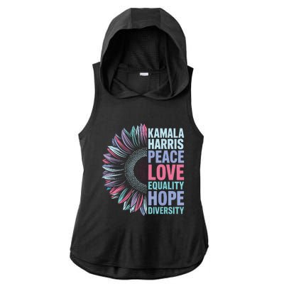 Kamala Harris Peace Love Equality Hope Diversity Ladies PosiCharge Tri-Blend Wicking Draft Hoodie Tank