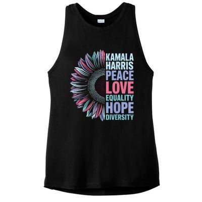 Kamala Harris Peace Love Equality Hope Diversity Ladies PosiCharge Tri-Blend Wicking Tank