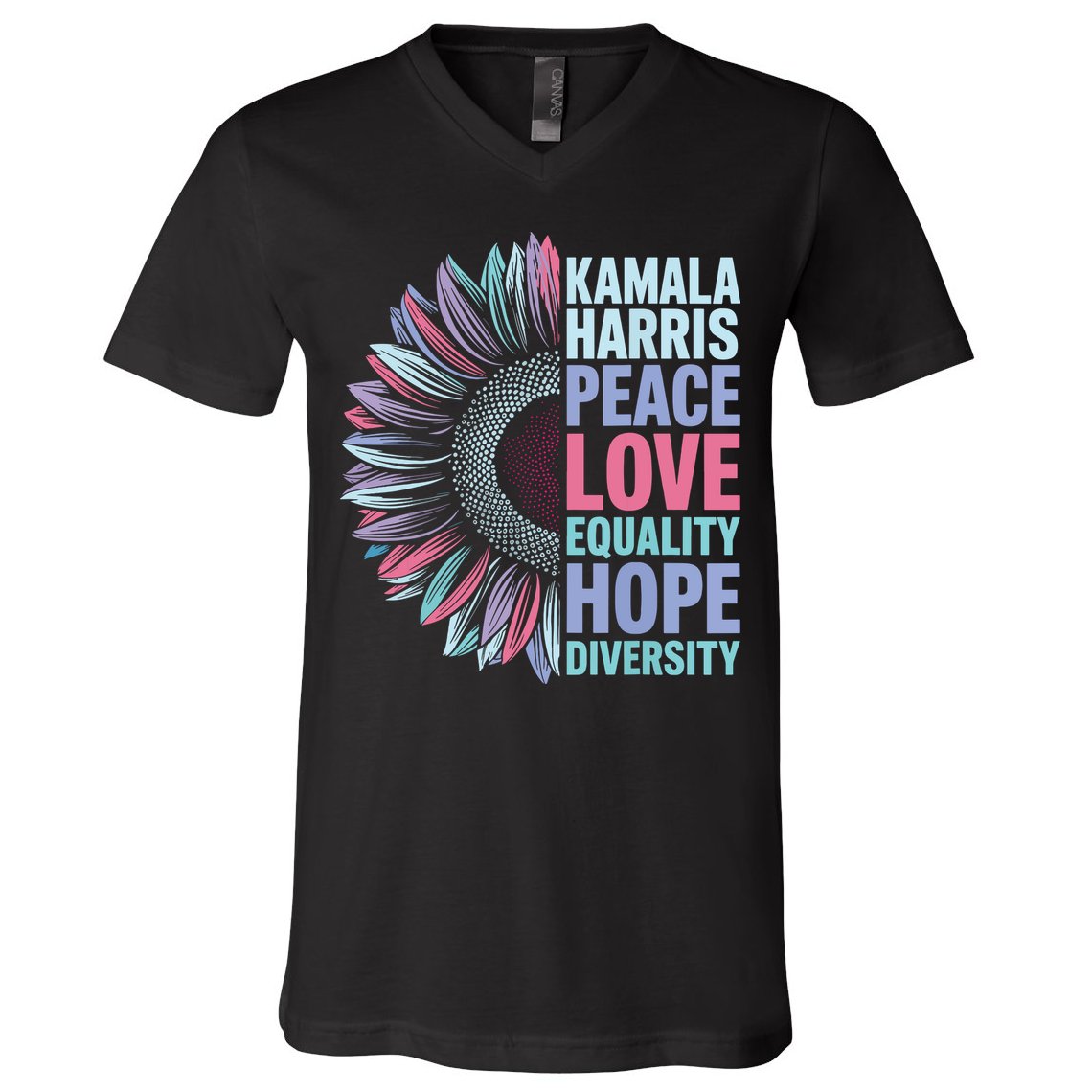 Kamala Harris Peace Love Equality Hope Diversity V-Neck T-Shirt