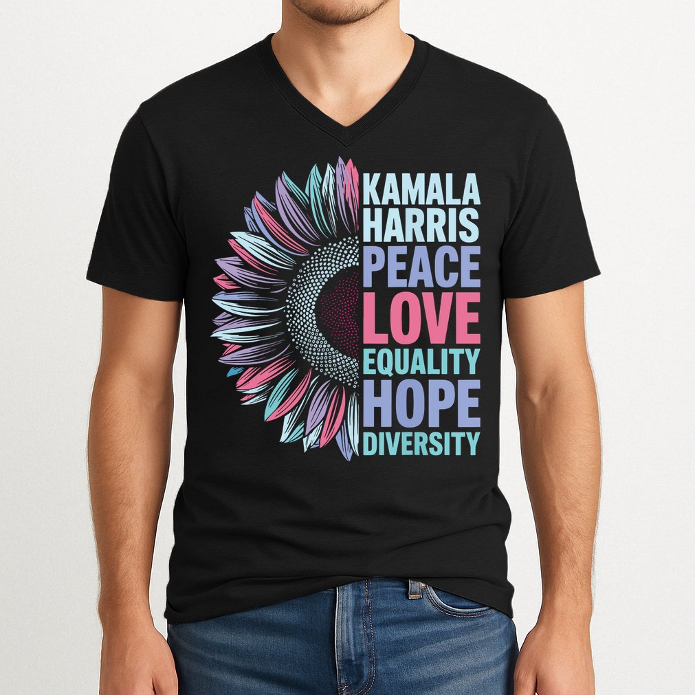 Kamala Harris Peace Love Equality Hope Diversity V-Neck T-Shirt