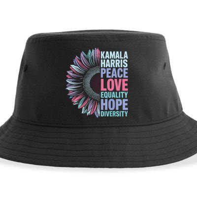 Kamala Harris Peace Love Equality Hope Diversity Sustainable Bucket Hat