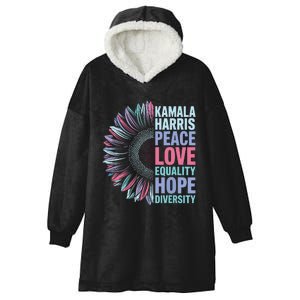 Kamala Harris Peace Love Equality Hope Diversity Hooded Wearable Blanket