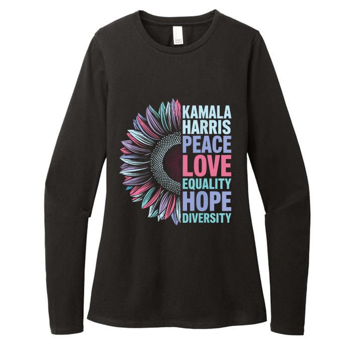 Kamala Harris Peace Love Equality Hope Diversity Womens CVC Long Sleeve Shirt