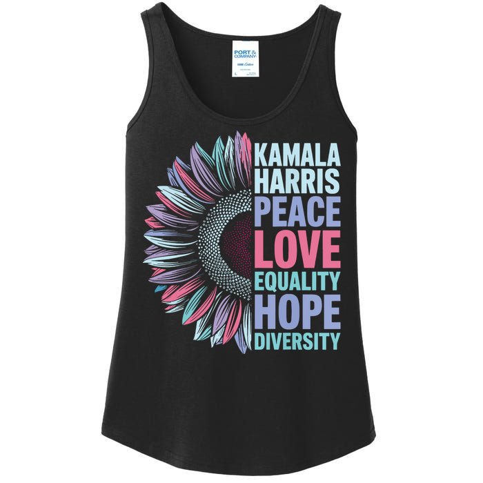 Kamala Harris Peace Love Equality Hope Diversity Ladies Essential Tank