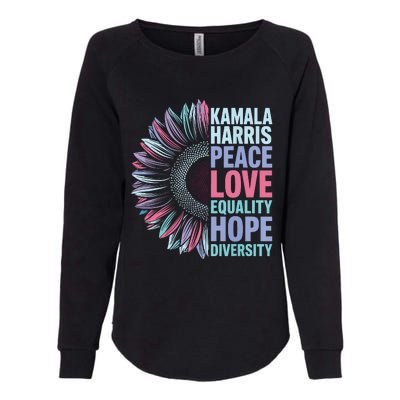 Kamala Harris Peace Love Equality Hope Diversity Womens California Wash Sweatshirt