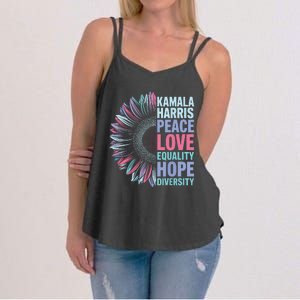 Kamala Harris Peace Love Equality Hope Diversity Women's Strappy Tank