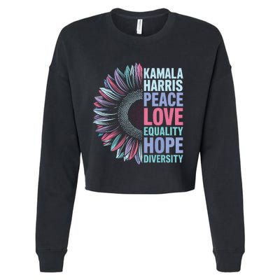 Kamala Harris Peace Love Equality Hope Diversity Cropped Pullover Crew