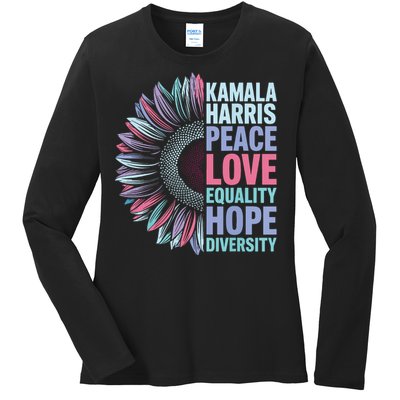 Kamala Harris Peace Love Equality Hope Diversity Ladies Long Sleeve Shirt