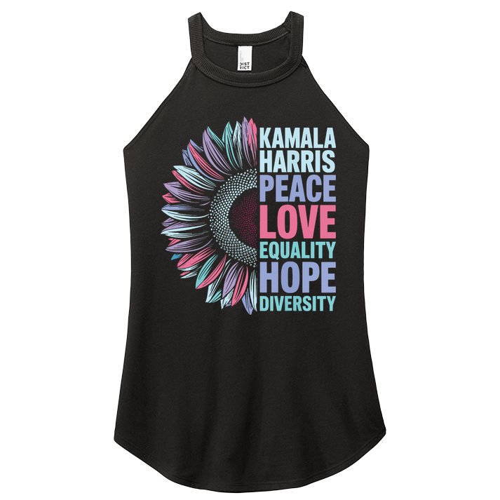 Kamala Harris Peace Love Equality Hope Diversity Women's Perfect Tri Rocker Tank