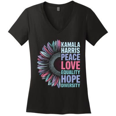 Kamala Harris Peace Love Equality Hope Diversity Women's V-Neck T-Shirt