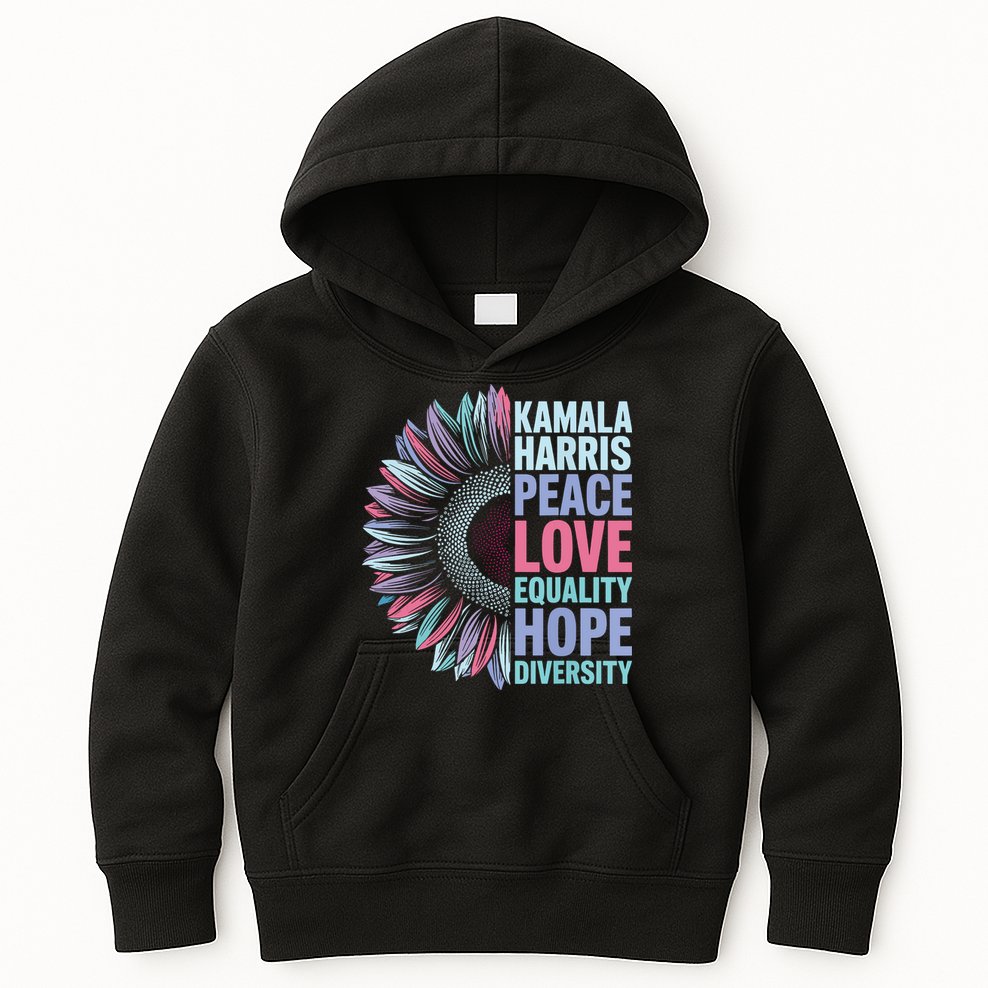 Kamala Harris Peace Love Equality Hope Diversity Kids Hoodie