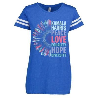 Kamala Harris Peace Love Equality Hope Diversity Enza Ladies Jersey Football T-Shirt