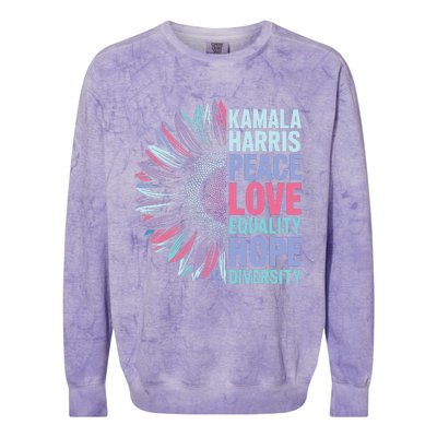 Kamala Harris Peace Love Equality Hope Diversity Colorblast Crewneck Sweatshirt