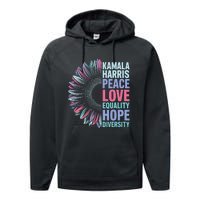 Kamala Harris Peace Love Equality Hope Diversity Performance Fleece Hoodie